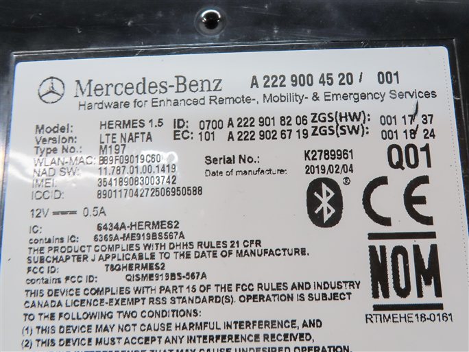 Thumbnail 5: 18-21 MERCEDES C CLA E GLA GLC GLS GT CLASS (W205 C117 W166) BLUETOOTH MODULE
