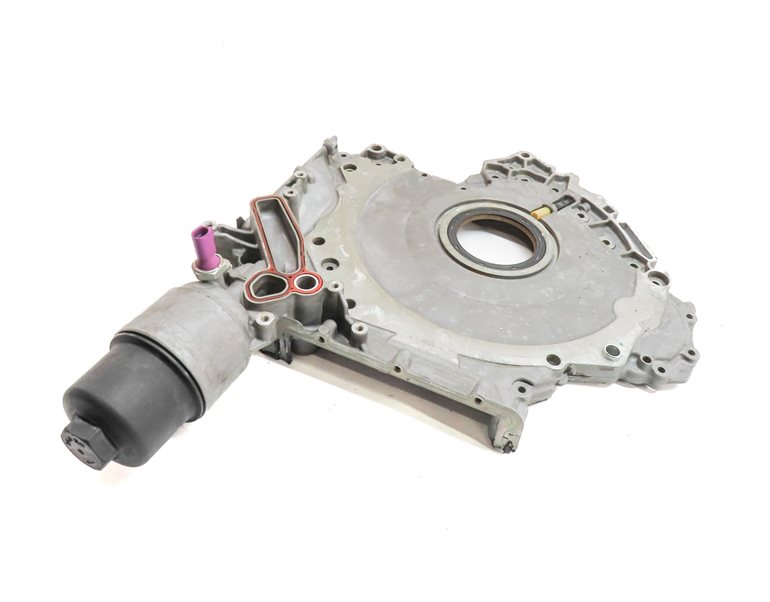 Thumbnail 1: 17-19 AUDI Q7 4M 3.0L SUPER CREC ENGINE LOWER TIMING COVER w/ OIL FILTER HOUSING