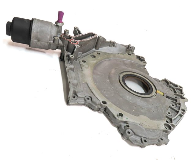 Thumbnail 3: 17-19 AUDI Q7 4M 3.0L SUPER CREC ENGINE LOWER TIMING COVER w/ OIL FILTER HOUSING