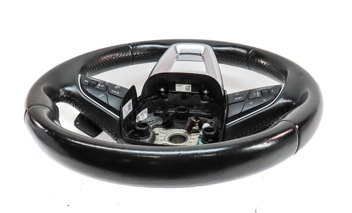 Thumbnail 3: 17-19 AUDI Q7 (4M) 3-SPOKE PADDLE SHIFT STEERING WHEEL w/ SWITCHES (Black)