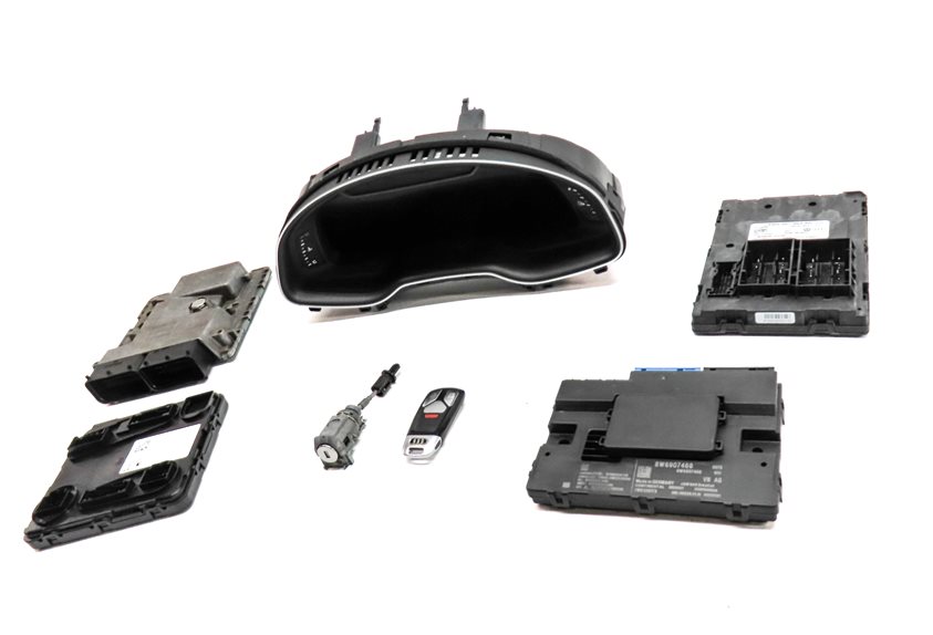 Thumbnail 3: 17 AUDI Q7 4M 3.0L SUPER CREC SPEEDOMETER ECM BCM IMMOBILIZER MODULE KEY SET/7