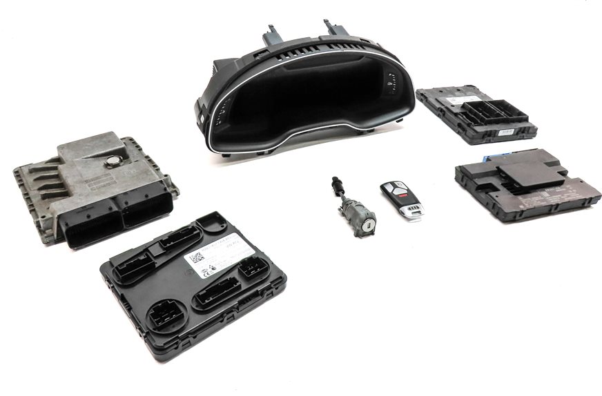 Thumbnail 4: 17 AUDI Q7 4M 3.0L SUPER CREC SPEEDOMETER ECM BCM IMMOBILIZER MODULE KEY SET/7