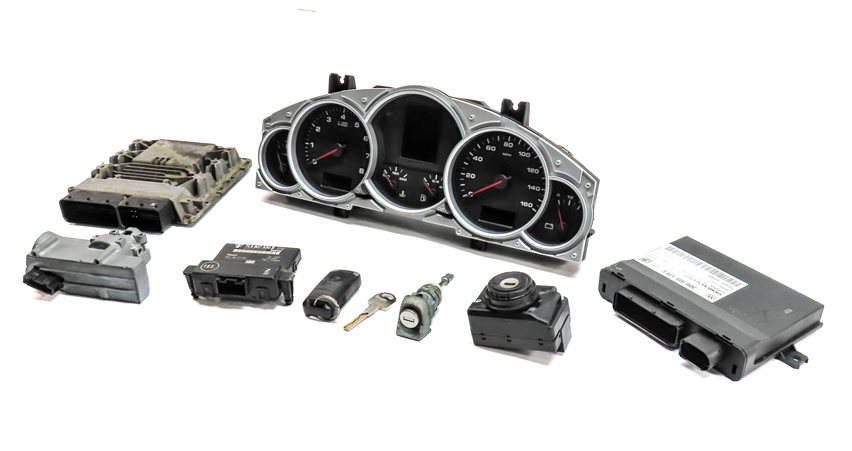 08 CAYENNE (957) 4.8L M48 TURBO V8 ENGINE ECM IMMOBILIZER KESSY MODULE KEY SET