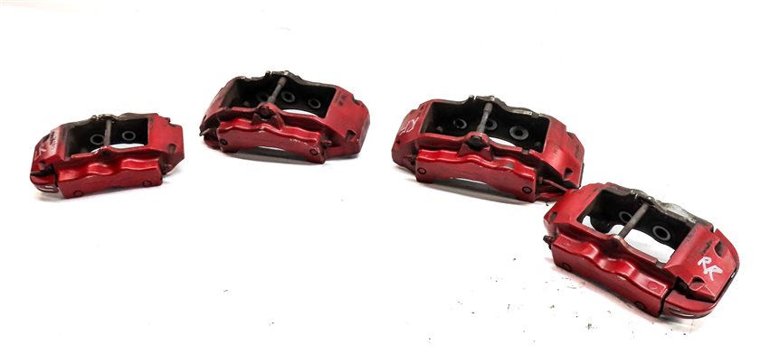 04-10 PORSCHE CAYENNE 955 957 4.5L 4.8L TURBO BRAKE CALIPER SET/4 (BREMBO) (RED)