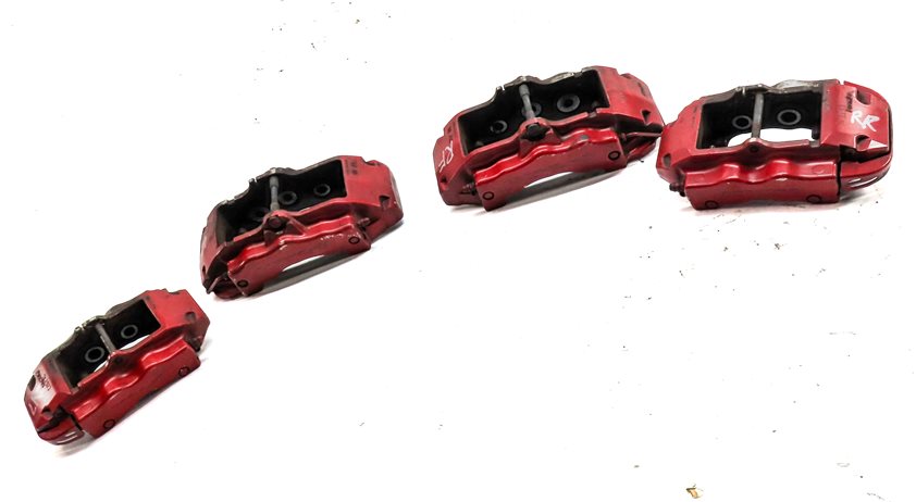 Thumbnail 2: 04-10 PORSCHE CAYENNE 955 957 4.5L 4.8L TURBO BRAKE CALIPER SET/4 (BREMBO) (RED)