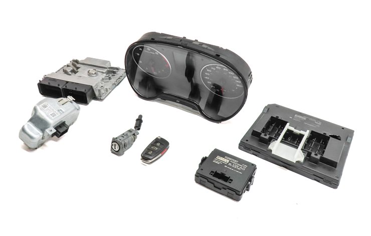 15-18 AUDI A3 8V SPEEDOMETER ECM BCM IMMOBILIZER BODY MODULE KEY SET/7 (129k)