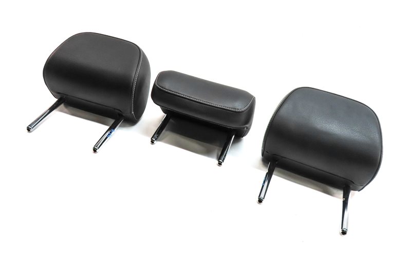 15-16 AUDI A3 8V REAR LEFT CENTER RIGHT SEAT SLINE HEADREST SET/3 (Black/Silver)