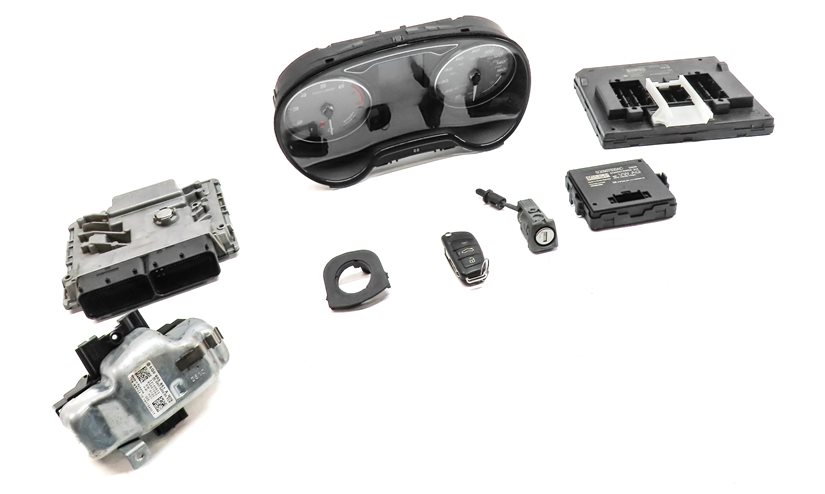 Thumbnail 4: 15-17 AUDI S3 (8V) 2.0L (CYFB) TURBO ENGINE ECM BCM IMMOBILIZER MODULE KEY SET/8