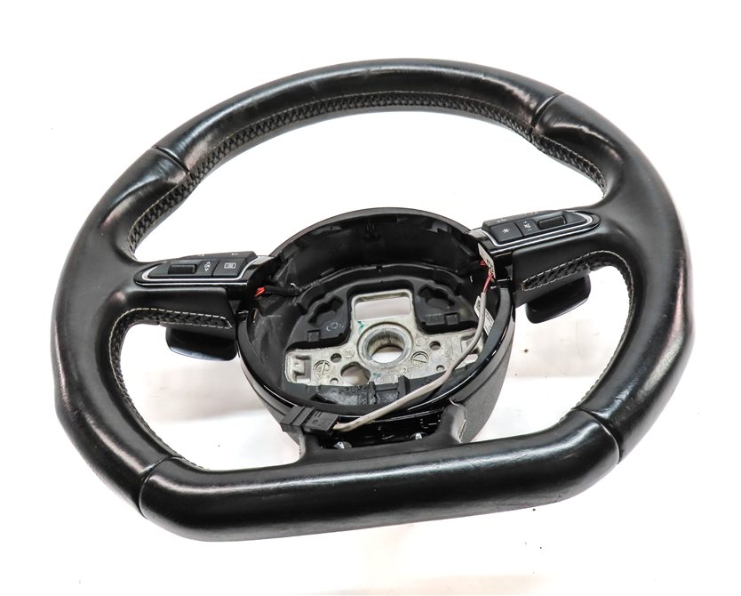 Thumbnail 2: 2015 AUDI S3 8V MULTIFUNCTION 3 SPOKE FLAT BOTTOM SPORT STEERING WHEEL (Black)