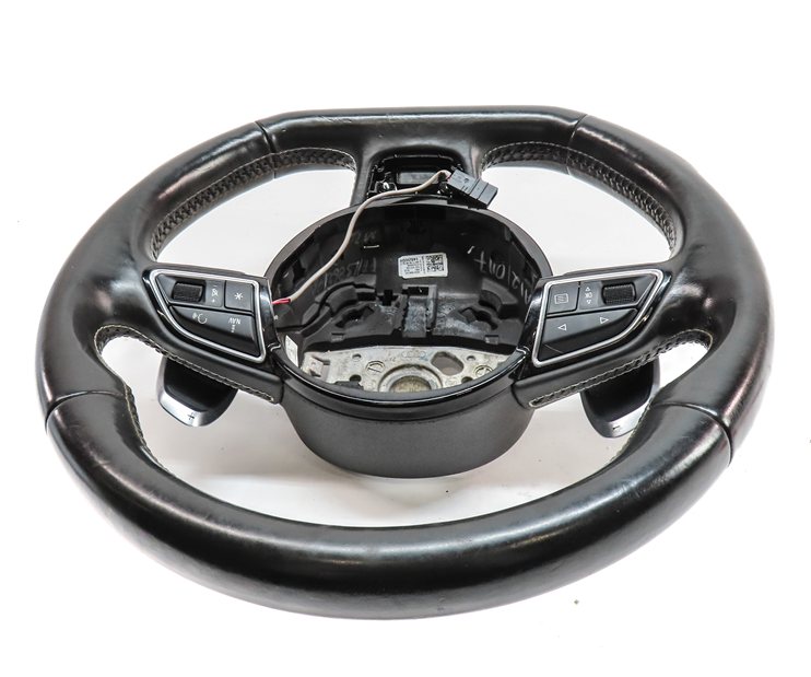 Thumbnail 3: 2015 AUDI S3 8V MULTIFUNCTION 3 SPOKE FLAT BOTTOM SPORT STEERING WHEEL (Black)
