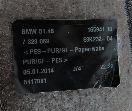 Thumbnail 8: 14 BMW 328IGT (F34) REAR TRUNK CARGO PRIVACY COVER LID SHELF TRAY (Faded Black)