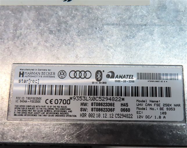 Thumbnail 6: 2013 AUDI A5 (B8 8T) BLUETOOTH TELEMATICS COMMUNICATION CONTROL MODULE w/ANTENNA