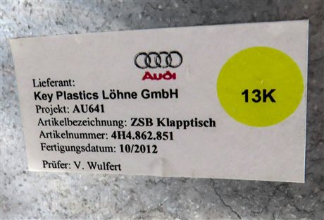 Thumbnail 10: 2013 AUDI A8 (D4 4H) REAR CENTER CONSOLE SEAT FOLDING TABLE ASSEMBLY w/WOOD TRIM