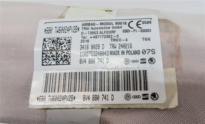Thumbnail 5: 2016-2018 AUDI A3 E-TRON (8VF) LEFT DRIVER ROOF CURTAIN SRS AIRBAG AIR BAG