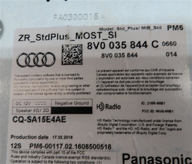 Thumbnail 9: 16-18 AUDI A3 E-TRON (8VF) RADIO STEREO MMI SIM SD CD DVD MULTIMEDIA DISC PLAYER