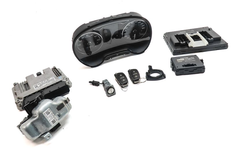 Thumbnail 4: 16-18 AUDI A3 E-TRON HYBRID (8V) SPEEDOMETER ECM BCM BODY ENGINE MODULE KEY SET