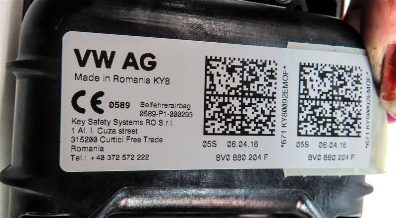 Thumbnail 6: 2015-2020 AUDI A3 S3 (8V) FRONT RIGHT PASSENGER DASH SRS AIRBAG AIR BAG