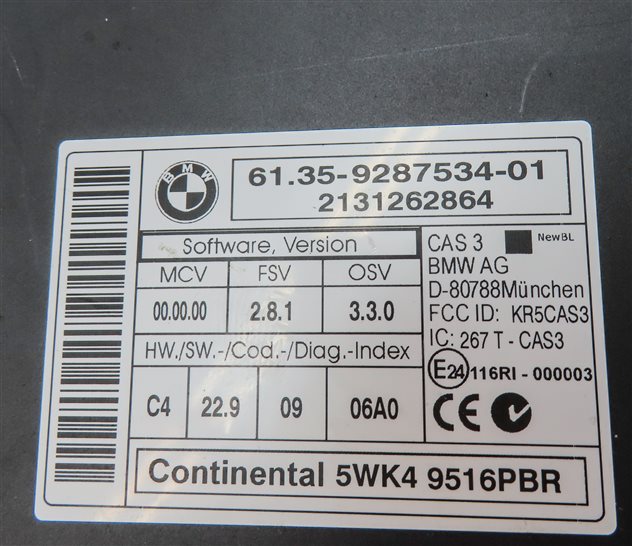 Thumbnail 9: 13-16 BMW X1 Z4 E84 E89 2.0L N20 TURBO ECM DME CAS 3 IMMOBILIZER MODULE KEY SET