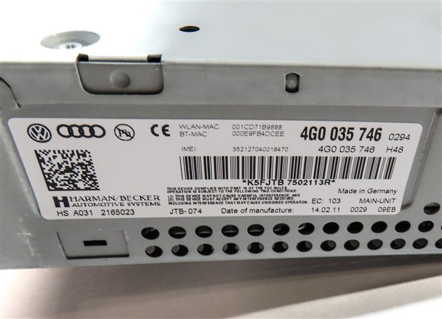 Thumbnail 6: 2012 AUDI A7 (C7 4G8) FRONT DASH RADIO STEREO CD MEDIA HEAD UNIT MODULE