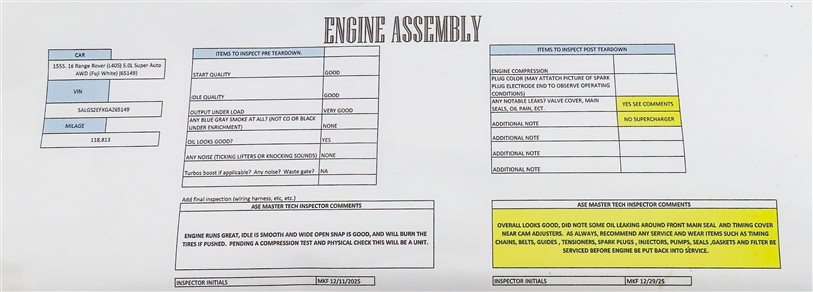 Thumbnail 7: 13-17 RANGE ROVER SPORT (L405 L494) 5.0L SUPERCHARGED ENGINE ASSEMBLY (106k)