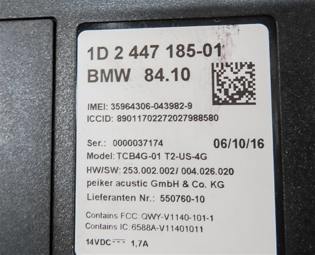 Thumbnail 6: 2017 BMW X1 (F48) TELEMATICS COMMUNICATION CONTROL MODULE