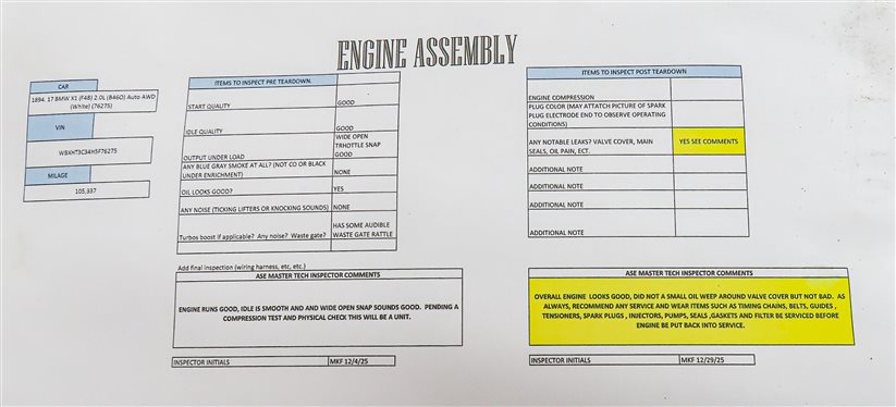 Thumbnail 7: 2016-2017 BMW X1 (F48) 2.0L B46 TURBO ENGINE MOTOR ASSEMBLY (105k)