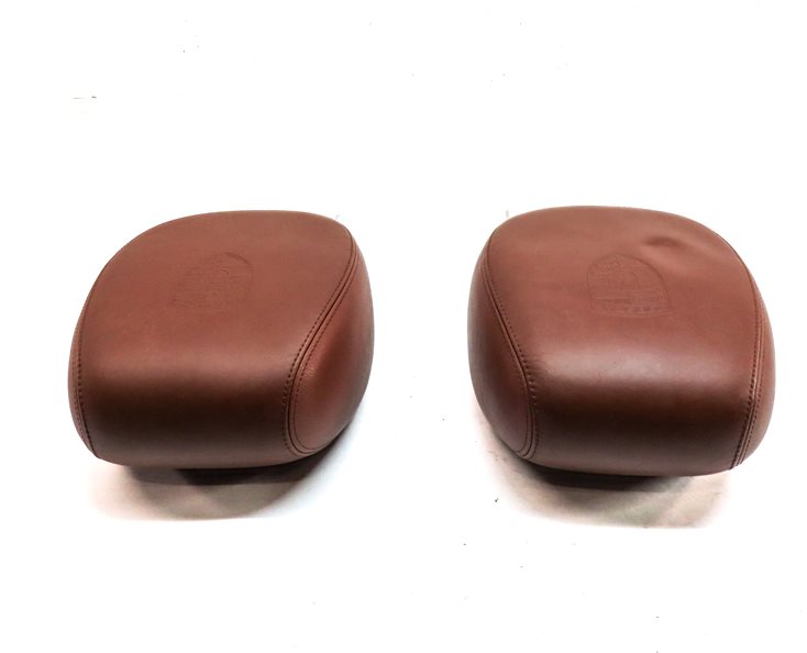 Thumbnail 5: 08 PORSCHE CAYENNE 957 FRONT SEAT LOGO EMBOSSED HEADREST SET/2 (Chestnut)