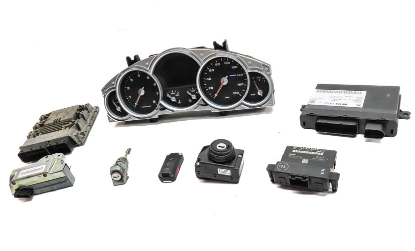 Thumbnail 3: 08 CAYENNE (957) 4.8L M48 TURBO V8 ENGINE ECM IMMOBILIZER KESSY MODULE KEY SET