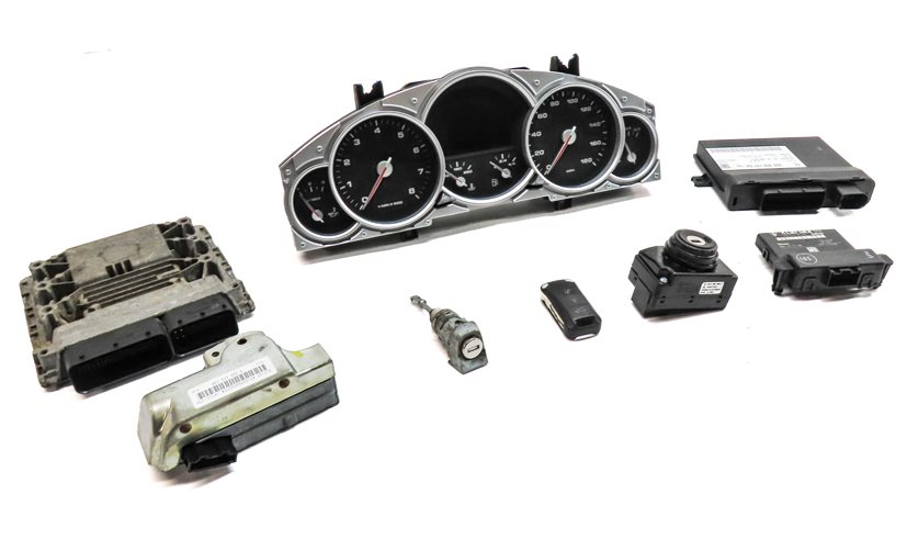 Thumbnail 4: 08 CAYENNE (957) 4.8L M48 TURBO V8 ENGINE ECM IMMOBILIZER KESSY MODULE KEY SET
