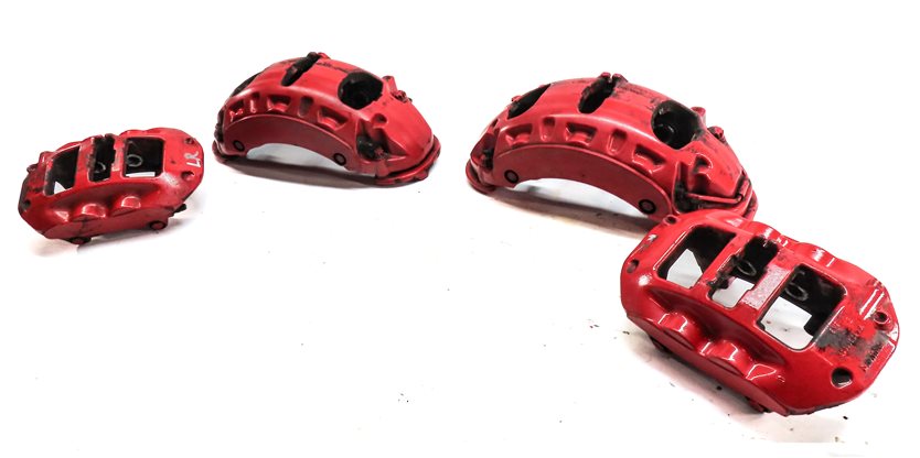 04-10 PORSCHE CAYENNE 955 957 4.5L 4.8L TURBO BRAKE CALIPER SET/4 (BREMBO) (RED)