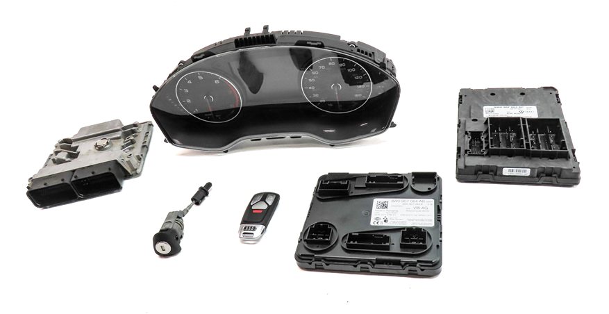 Thumbnail 3: 2017 AUDI A4 (B9 8W) 2.0L CYMC TURBO ENGINE ECM BCM IMMOBILIZER MODULE KEY SET/6