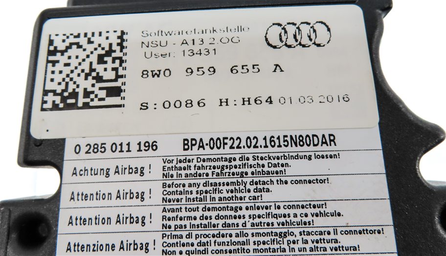 Thumbnail 6: 2017-2019 AUDI A4 (B9 8W) MAIN PRIMARY SRS BAG CONTROL MODULE