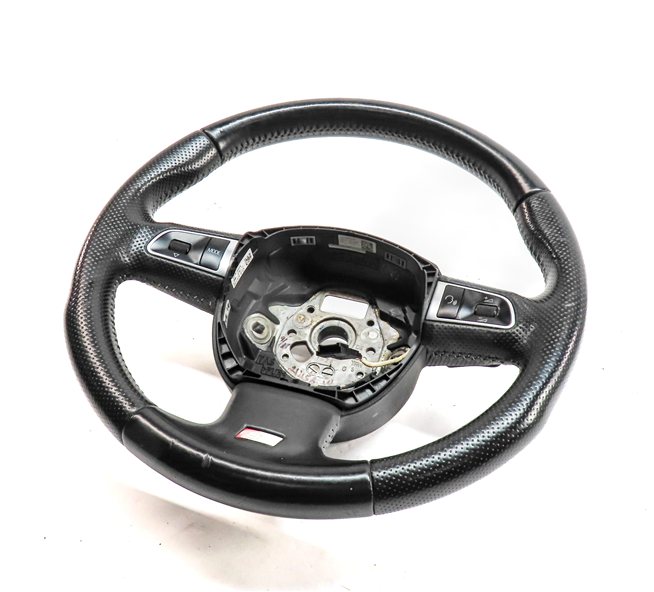 09-12 AUDI A4 S4 (B8 8K) 3 SPOKE STEERING WHEEL w/ S4 EMBLEM SWITCHES & PADDLES