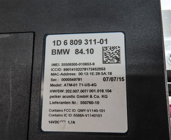Thumbnail 7: 2016 BMW 428I CONVERTIBLE HARDTOP (F33) TELEMATICS COMMUNICATION CONTROL MODULE