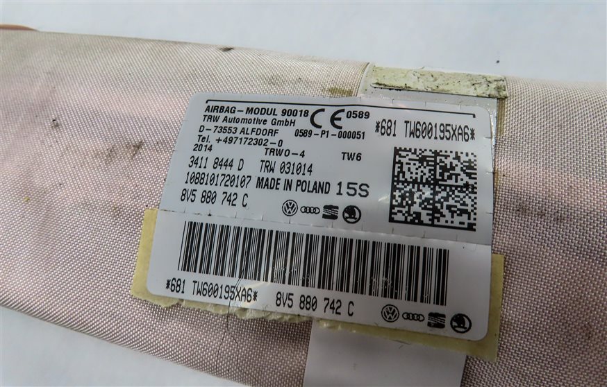Thumbnail 4: 2015-2016 AUDI A3 S3 (8V) RIGHT PASSENGER ROOF SIDE CURTAIN AIRBAG AIR BAG
