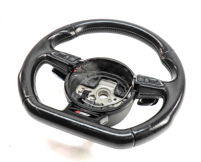 2015 AUDI S3 8V MULTIFUNCTION 3 SPOKE FLAT BOTTOM SPORT STEERING WHEEL (Black)