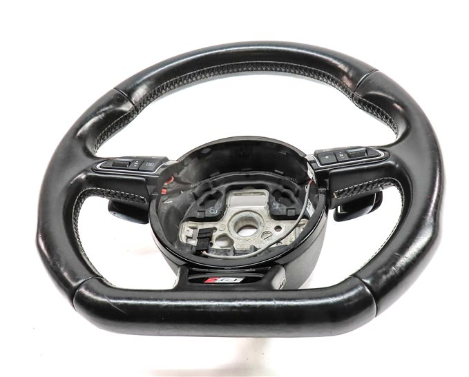 Thumbnail 2: 2015 AUDI S3 8V MULTIFUNCTION 3 SPOKE FLAT BOTTOM SPORT STEERING WHEEL (Black)