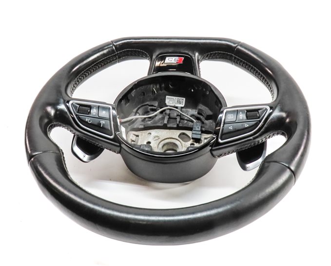 Thumbnail 3: 2015 AUDI S3 8V MULTIFUNCTION 3 SPOKE FLAT BOTTOM SPORT STEERING WHEEL (Black)
