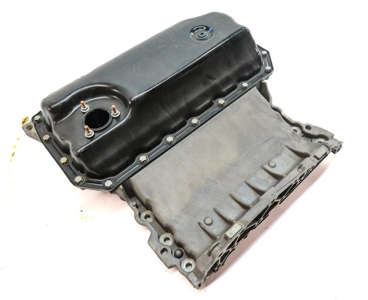 17-19 AUDI Q7 4M 3.0L SUPER CREC ENGINE UPPER & LOWER OIL FLUID PAN w/ PLUG