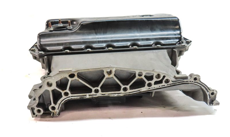 Thumbnail 3: 17-19 AUDI Q7 4M 3.0L SUPER CREC ENGINE UPPER & LOWER OIL FLUID PAN w/ PLUG