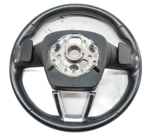 Thumbnail 4: 17-19 AUDI Q7 4M 3 SPOKE SPORT STEERING WHEEL w/SHIFT PADDLES & SWITCHES (Black)