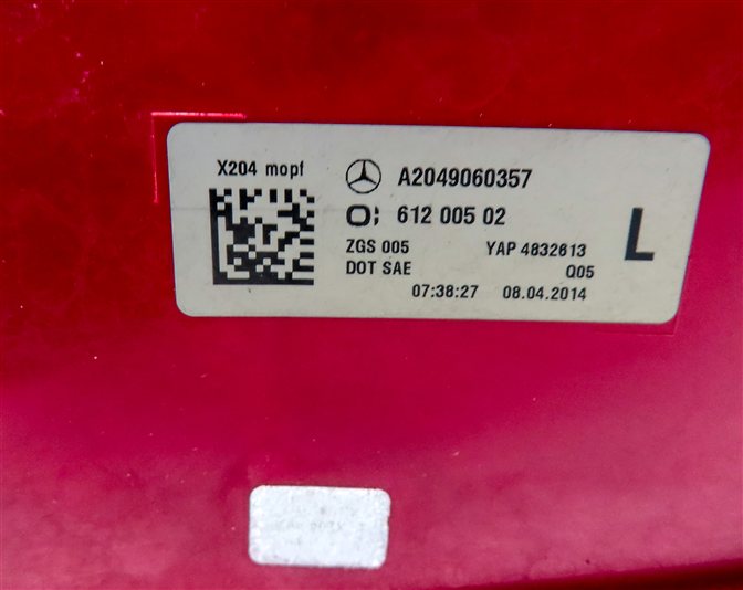 Thumbnail 6: 2013-2015 MERCEDES GLK250 GLK350 (X204) LEFT DRIVER TAILLIGHT BRAKE LIGHT LAMP