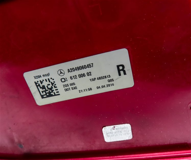 Thumbnail 7: 13-15 MERCEDES GLK250 GLK350 (X204) RIGHT PASSENGER TAILLIGHT BRAKE LIGHT LAMP