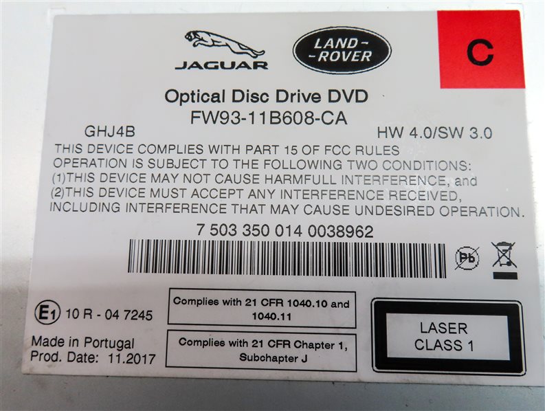 Thumbnail 6: 17-20 LAND ROVER DISCOVERY L462 AUDIO MEDIA CD DVD OPTICAL DISC DRIVE PLAYER