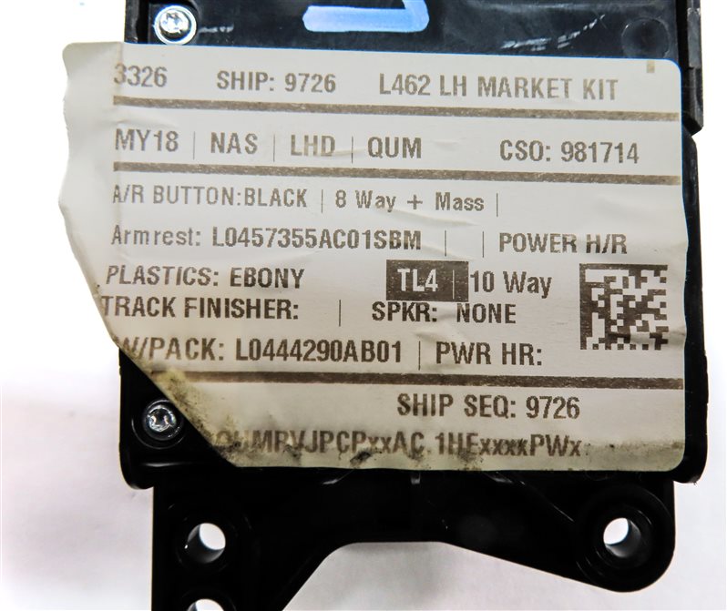 Thumbnail 6: 18 ROVER DISCOVERY (L462) FRONT LEFT DRIVER SEAT POSITION ADJUST SWITCH w/LUMBAR