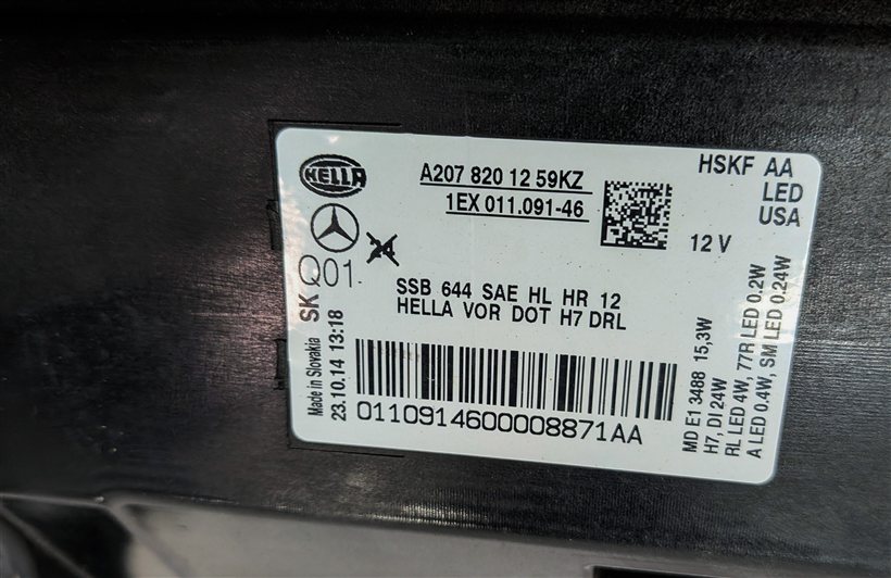 Thumbnail 9: 14-16 MERCEDES E CLASS COUPE CONV. A207 C207 RIGHT PASSENGER LED HEADLIGHT LAMP