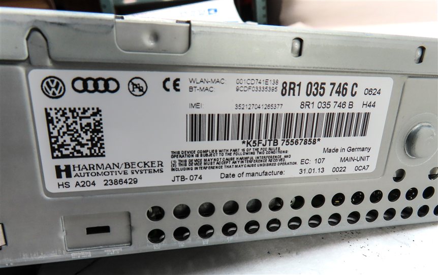 Thumbnail 7: 2013 AUDI S5 CONVERTIBLE (B8 8T) FRONT RADIO CD SD MMI MEDIA HEAD CONTROL UNIT