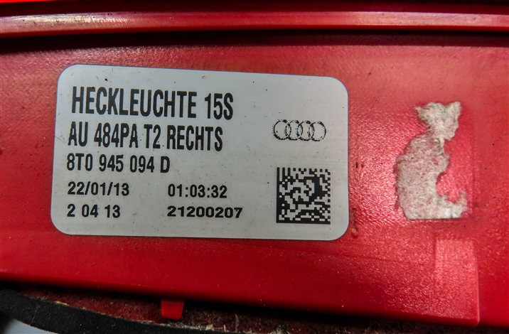 Thumbnail 8: 13-17 AUDI A5 S5 RS5 (B8 8T) RIGHT PASSENGER REAR INNER LED TAILLIGHT LIGHT LAMP