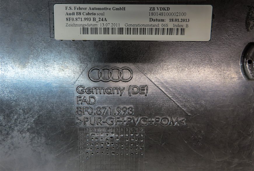 Thumbnail 8: 2013 AUDI S5 (B8 8T) CONVERTIBLE TOP STOWAGE BOOT COVER TRIM MOULDING (BLACK)