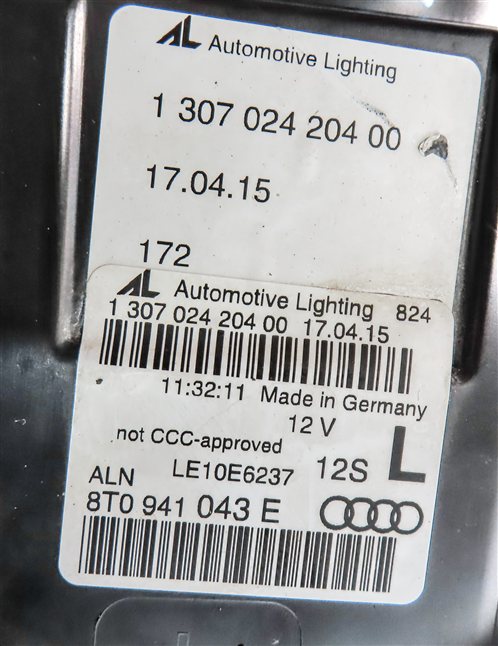 Thumbnail 9: 13-17 AUDI A5 S5 (B8 8T) LEFT DRIVER XENON HID HEADLIGHT LIGHT LAMP (NON AFS)